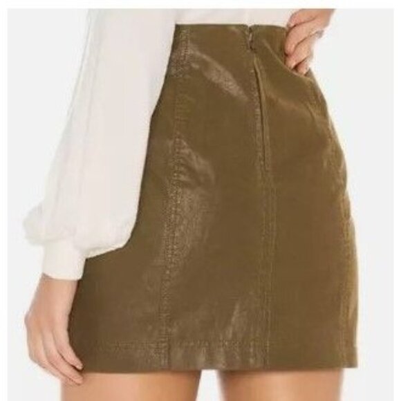 Free People Womens 8 Modern Femme Vegan Faux Leather Mini Skirt Brown‎ Tobacco - Picture 2 of 12